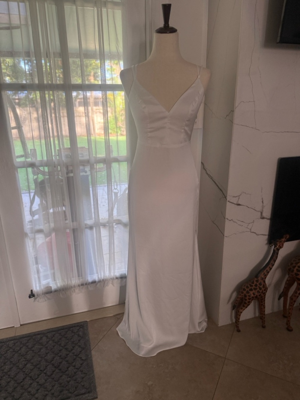 Lulu's Ivory Satin V-Neck Slip Wedding Dress